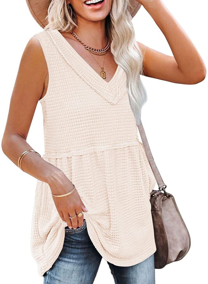 Loquat Summer New Fashion Simple V-neck Sleeveless Solid Ccolor Vest - Image 1