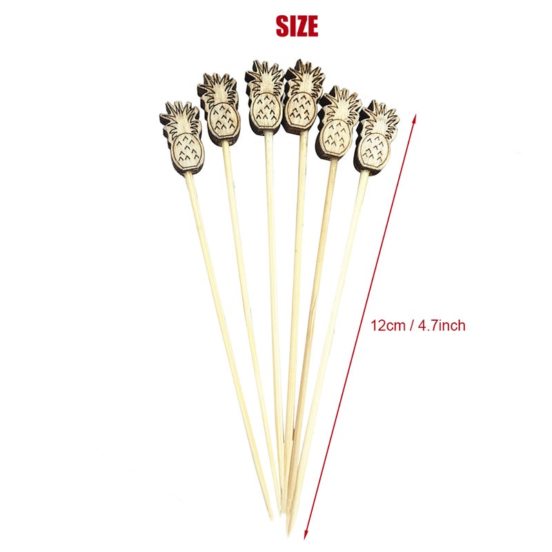 100 Packs Cocktail Picks 4.7'' Fruit Picks Bamboo Toothpicks for Wedding Birthday Party Beach Supplies - Image 4