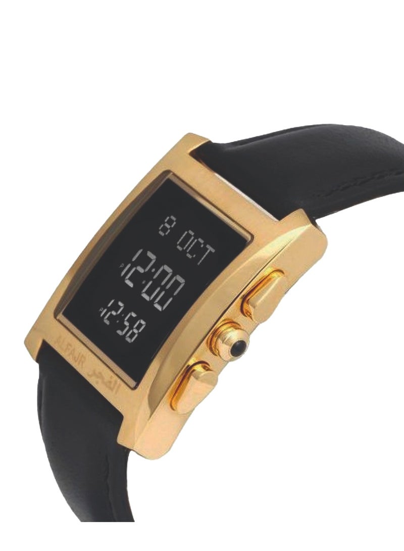 Al Fajr Unisex Classic Curved Stainless Steel Case Black Leather Watch WL-08L - Image 2