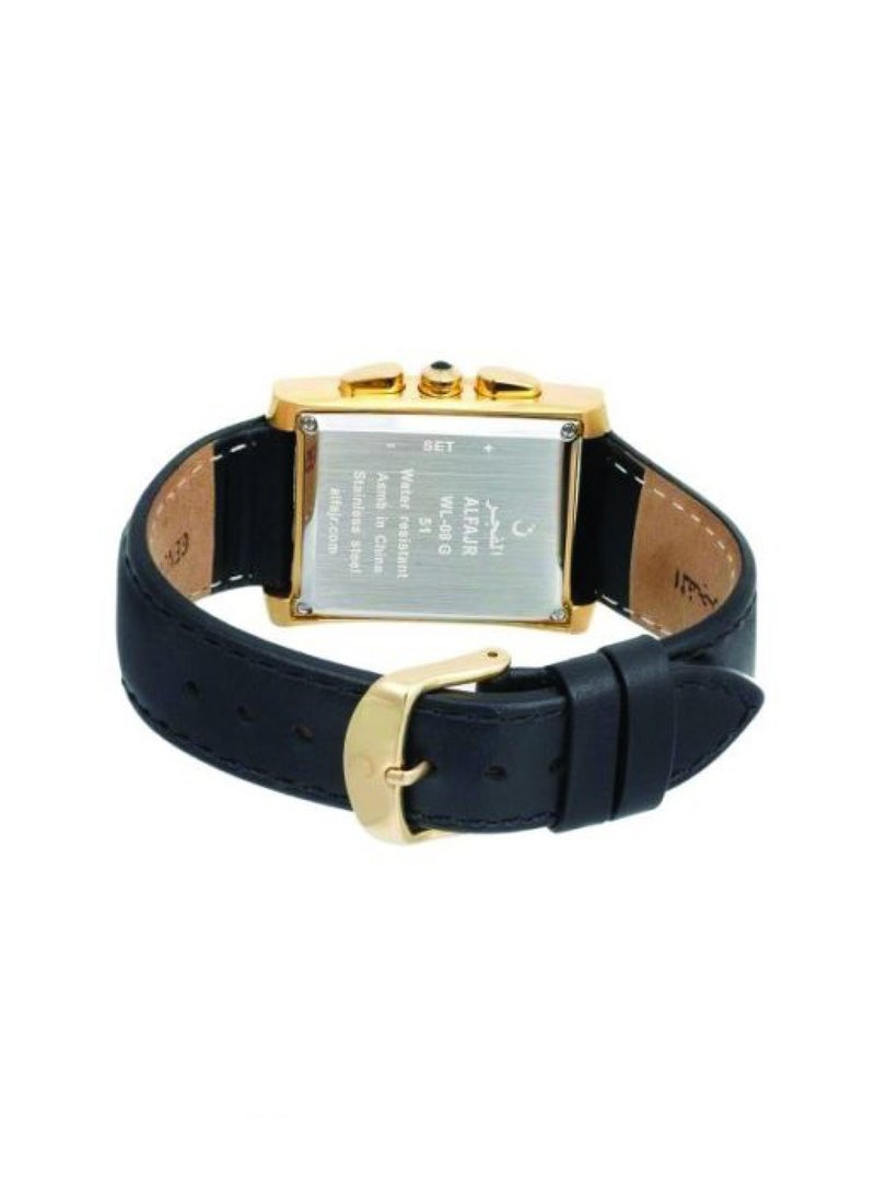 Al Fajr Unisex Classic Curved Stainless Steel Case Black Leather Watch WL-08L - Image 3