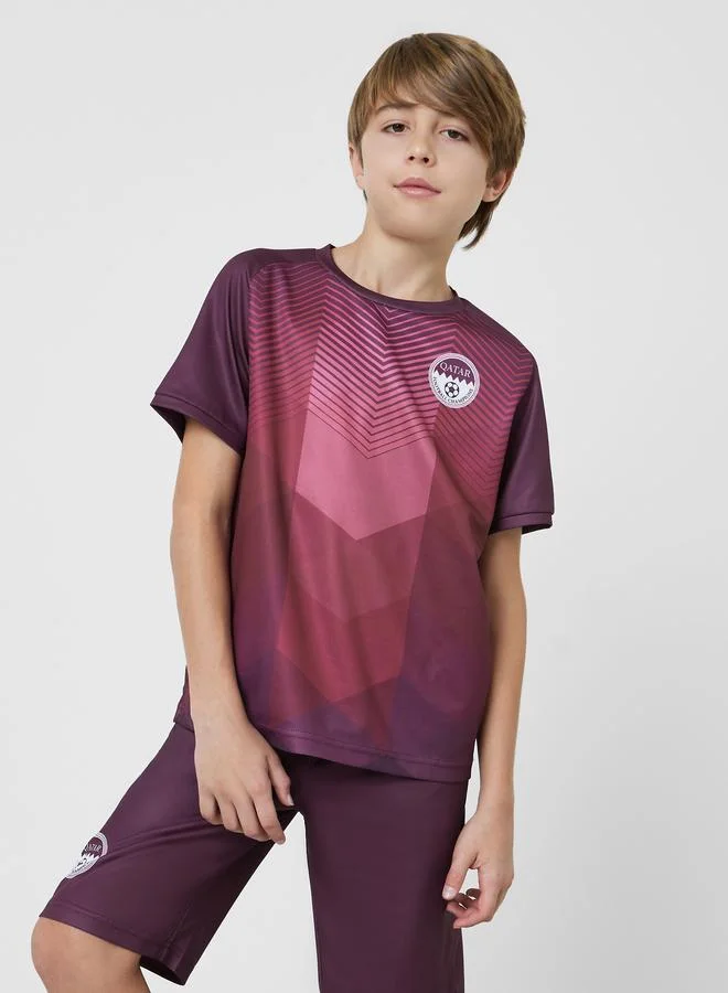 Styli Teen Boys Qatar Print Jersey T-Shirt and Shorts FIFA Football Set