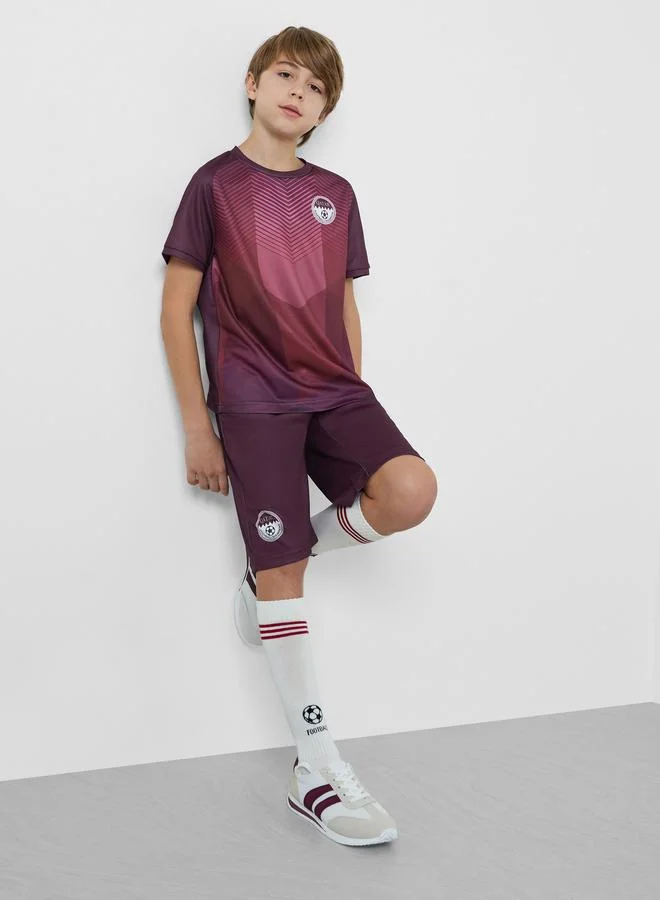 Styli Teen Boys Qatar Print Jersey T-Shirt and Shorts FIFA Football Set