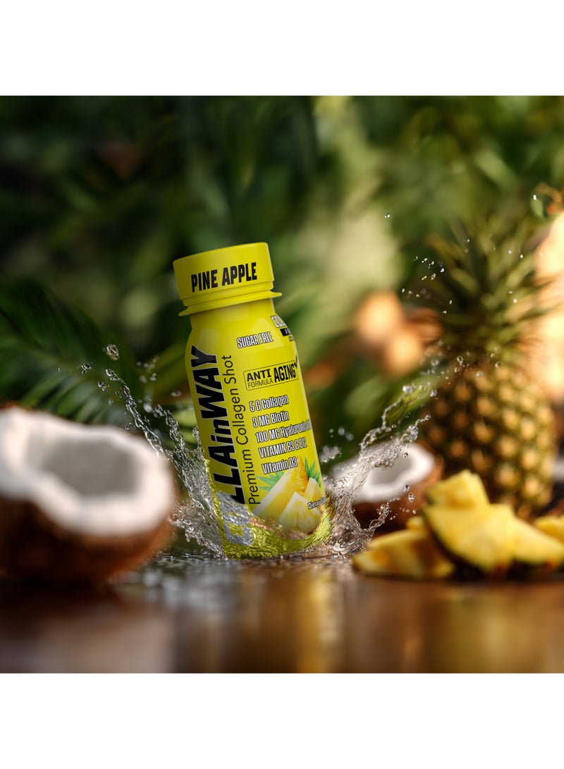 COLLAinWay Premium Collagen Shot Pineapple– Sugar Free, Anti-Aging Drink with 6g Collagen, 8mg Biotin, Hyaluronic Acid, Vitamin D3, B6 & B12 – Beauty & Wellness Supplement – 12x77ml  - Image 4