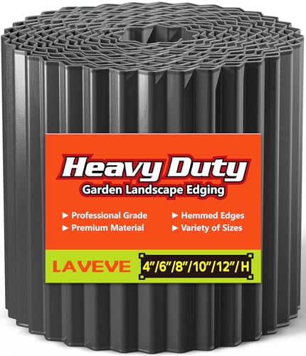 LAVEVE Corrugated Metal Garden Edging 6 x 20Ft Landscape Edging Border for Lawn Flower Bed Garden Fence Paver Edging Graphite - Image 1