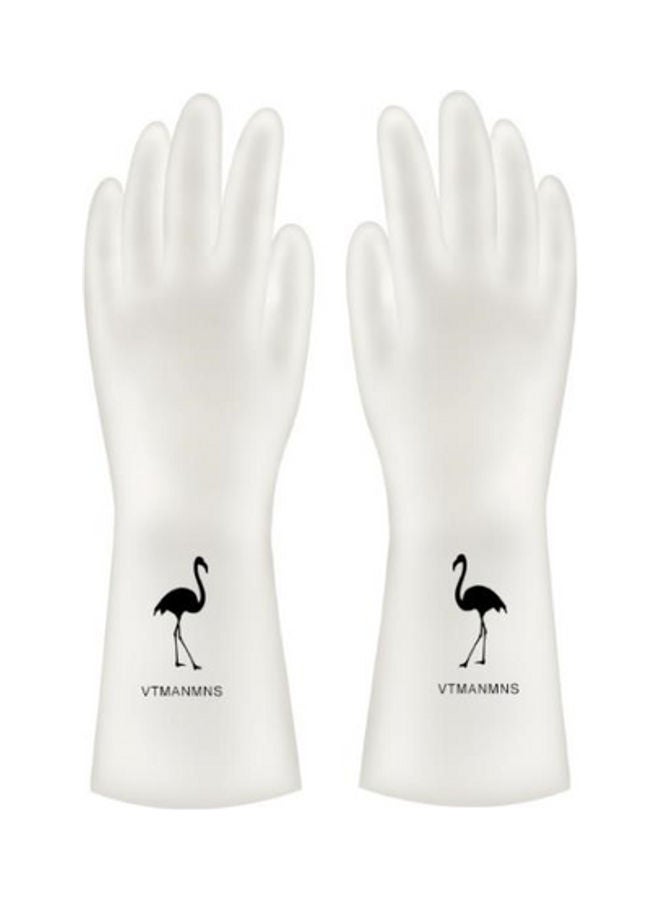 Waterproof Non-Slip Durable Rubber Large Size Gloves Off White/Black