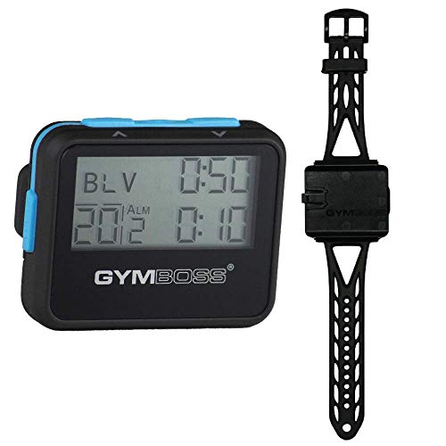 Gymboss Interval Timer and Stopwatch and Watchstrap - Bundle (Black w/Blue Buttons, One Size Fits All) - Image 1