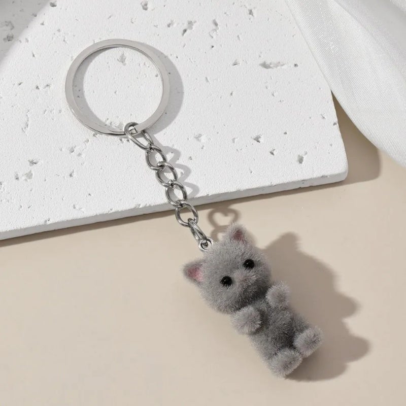 Gray Keychain: 9*3*1Cm Adorable 3D Cat Design - High-Quality Durable Material Compact Lightweight Accessory for Daily Use, Parties, Travel, Male And Female Users - Image 5