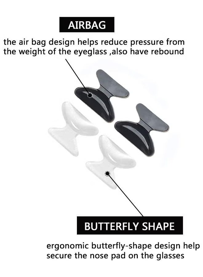 منصات الأنف النظارات على مقاس 2.5 ملم من السيليكون المضاد للانزلاق من وسادات الأنف اللاصقة للانزلاق وسادات الأنف لنظارات القراءة نظارات شمسية 10 أزواج 5 أزواج أسود +5 أزواج واضحة - Image 5