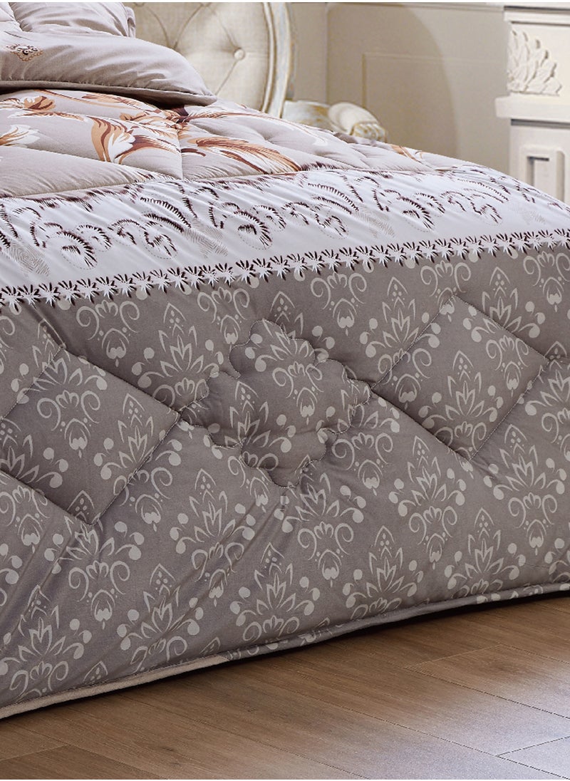 Moon Bed In A Bag Medium Filling King Size Comforter Set, 10 Pcs Floral Bedding Set Size 220 X 240 Cm with Comforter, Quilted Bed Skirt, Pillowcases, Cushion & Bedroom Slipper, Multicolor  - Image 5