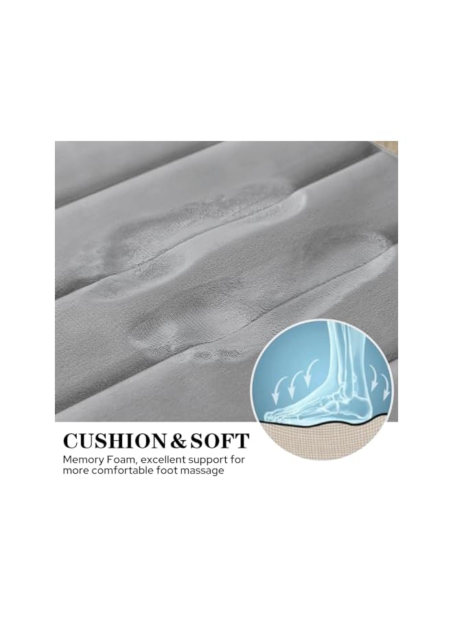 The Bros Bathroom Rug Set Memory Foam Non Slip Extra Soft Absorbent Machine Washable and Dry Pedestal Mat Set for Bathroom Floor Grey 3 Pieces - Image 4