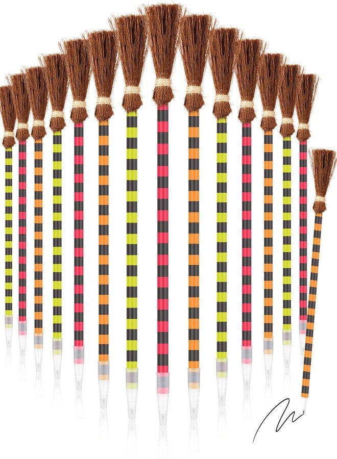 KFPPLXQ 15 Pcs Witch Broom Ballpoint Pens Halloween Pens for Kids Colorful Broomstick Pens Classroom Office Supplies Halloween Meeting Favors Goody Bag Filler Rewards - Image 1