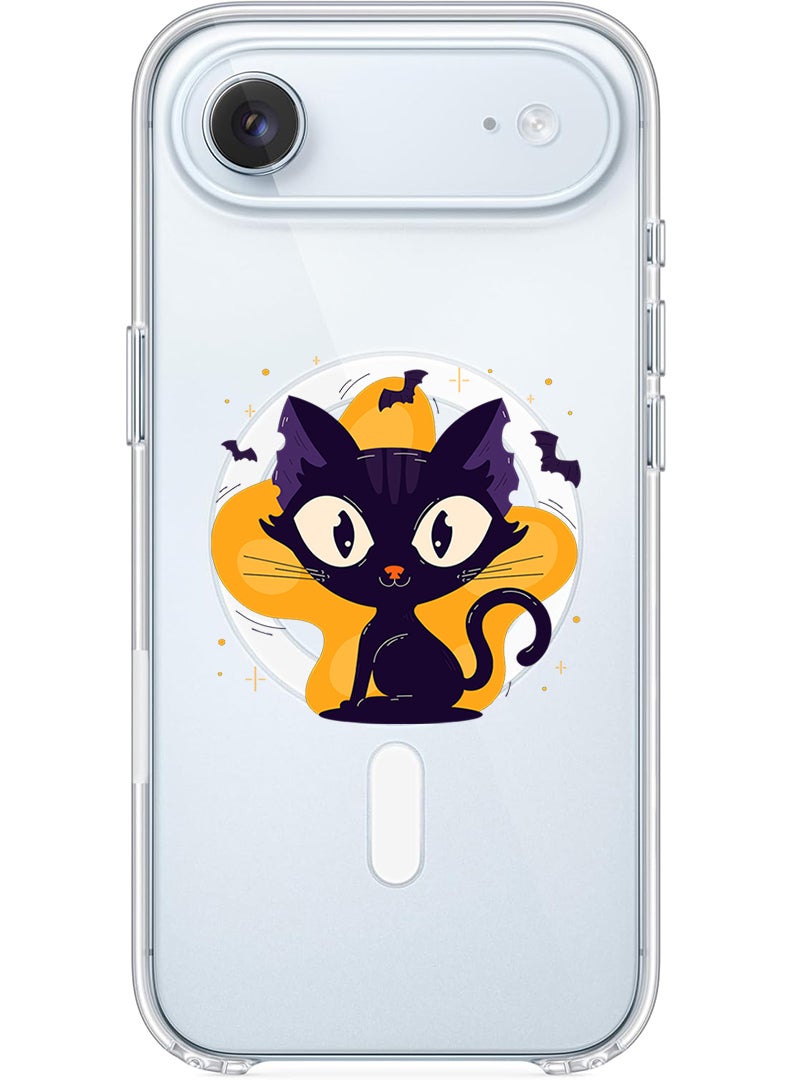 Theodor Magnetic Case for Apple iPhone 17 Air Compatible with MagSafe Wireless Charging, Shockproof Phone Bumper Cover - Black Cat Halloween - Image 1