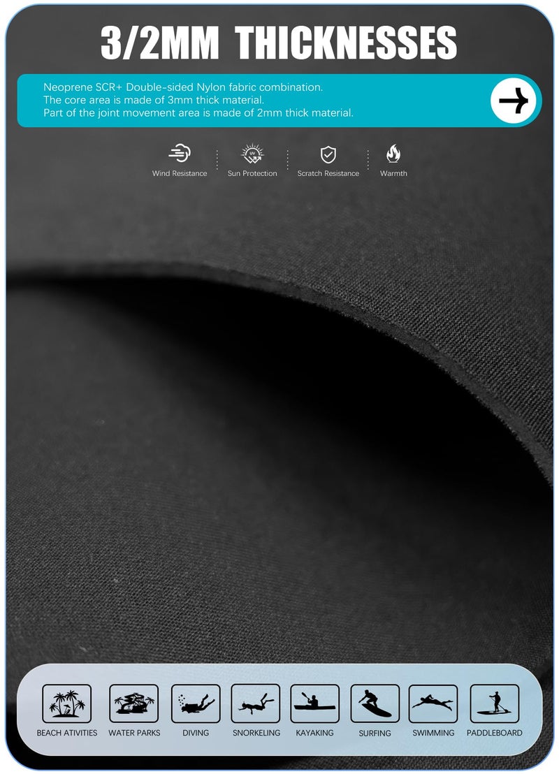Hevto Wetsuits Kids 3/2mm Neoprene Full Wet Suit Thermal Toddler Boy Youth Girl for Swimming Water Sports (K01-Blue, 3) - Image 3