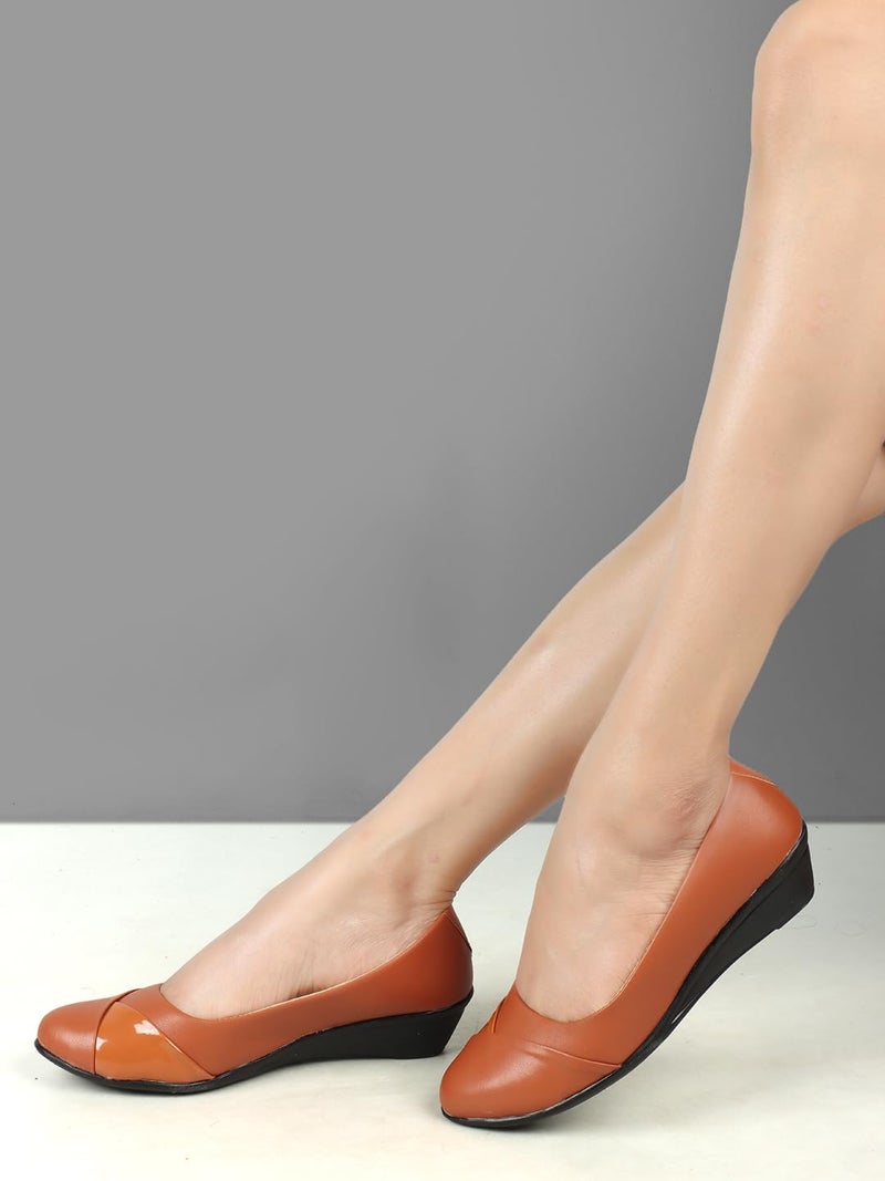 Denill Comfortable Wedge Heel Ballet Flats for Women and Girls (Tan) UK 7 - Image 5