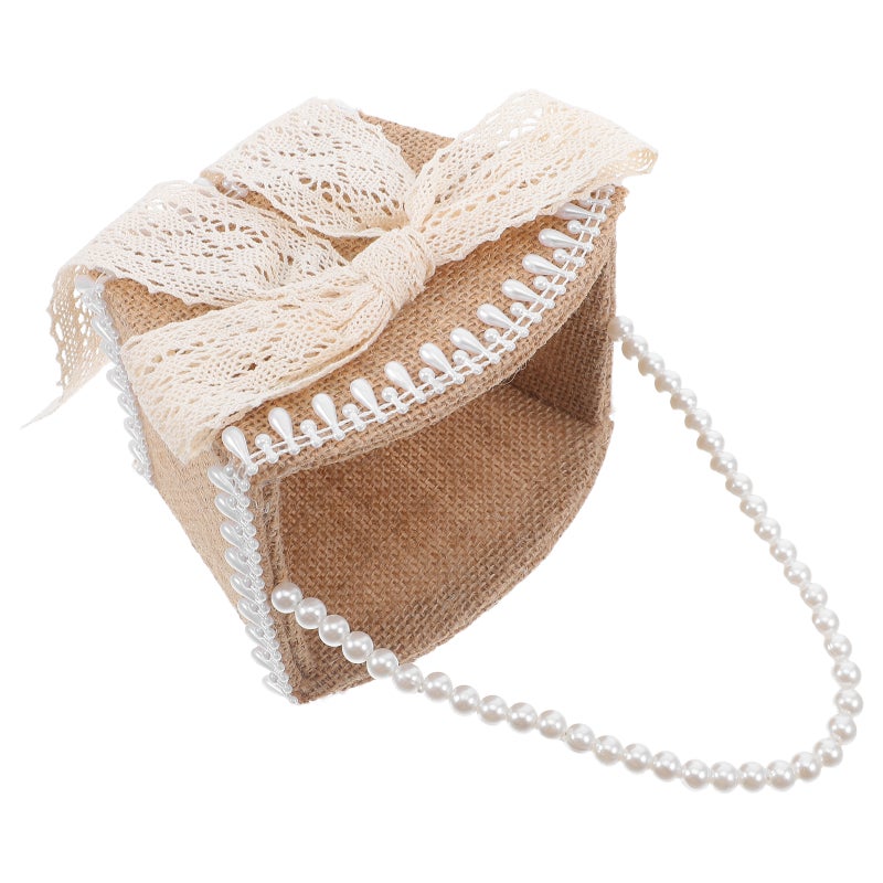 Flower Girl Basket For Wedding Ceremony: Romantic Bridal Accessories Lace Bowknot Handheld Basket For Indoor Outdoor For Party Celebration - Image 1
