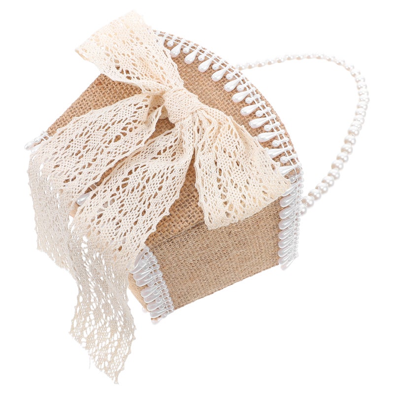 Flower Girl Basket For Wedding Ceremony: Romantic Bridal Accessories Lace Bowknot Handheld Basket For Indoor Outdoor For Party Celebration - Image 3