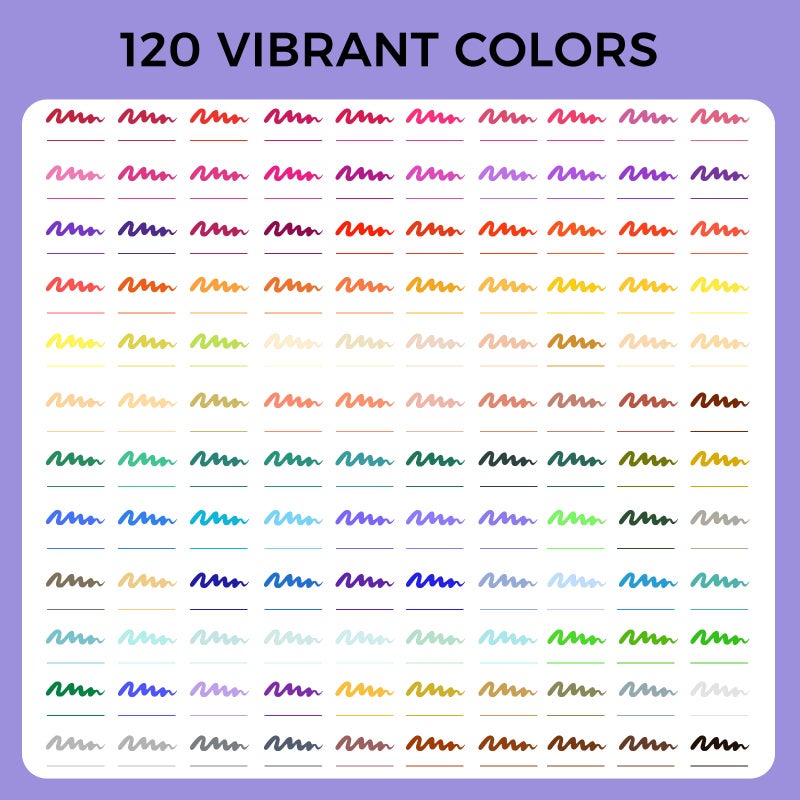 Artecho 120 Colors Markers for Adult Coloring Books, Dual Tip Markers for School, Fine and Brush Tip for Adults Coloring Books, Calligraphy, Drawing, Sketching - Image 2