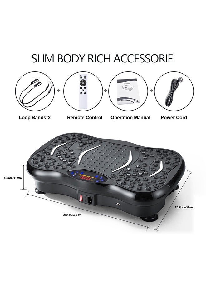 Vibration Plate Fitness Platform Exercise Machine Vibrating Lymphatic Drainage Shaking Full Body Shaker Workout Vibrate Stand Shake Board Sport Gym for Weight Loss Fat Burner for Women Men