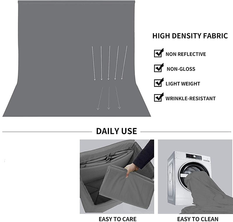 Boltove® 6x9 Ft. Grey Screen Backdrop Background Curtain Rod Pocket for Photography, Photoshoot, Product Photography, Live Streaming, Zoom Meetings, VFX Editing, YouTube Video, FB Short Video, Instagram Reels - Image 3