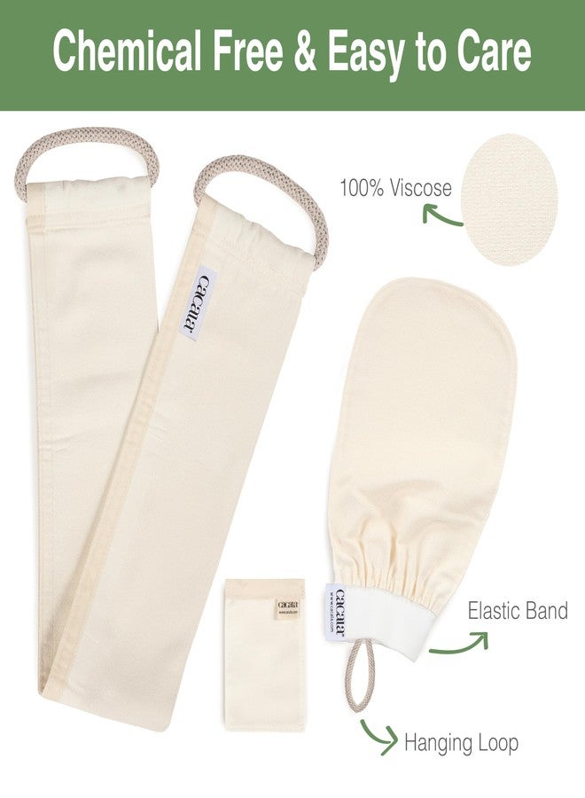 Cacala Set of Exfoliating Glove, Face Scrubber & Back Scrubber for Shower, 100% Vegan Viscose exfoliating body scrubber, Bath Hammam Kese & Spa Mitt - Image 5