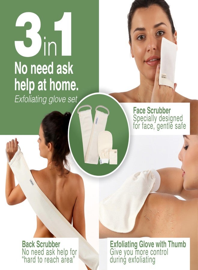 Cacala Set of Exfoliating Glove, Face Scrubber & Back Scrubber for Shower, 100% Vegan Viscose exfoliating body scrubber, Bath Hammam Kese & Spa Mitt - Image 2