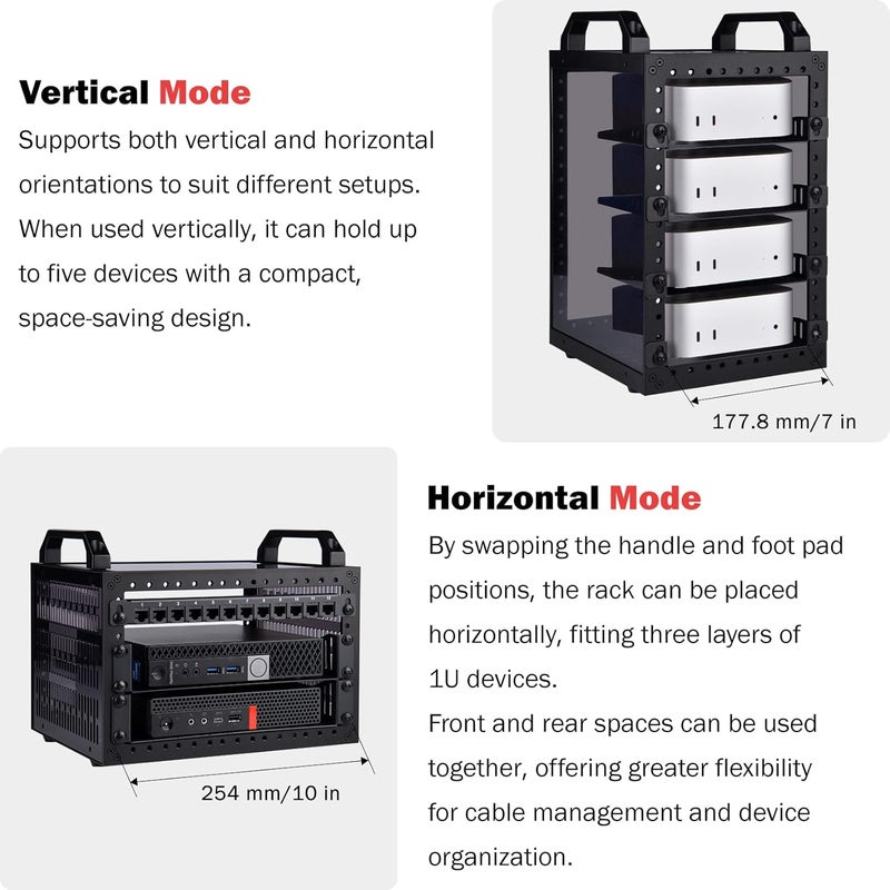 GeeekPi DeskPi RackMate TT خزانة خادم صغيرة لأجهزة الكمبيوتر الصغيرة والشبكات والخوادم والمعدات الصوتية والفيديو - Image 4