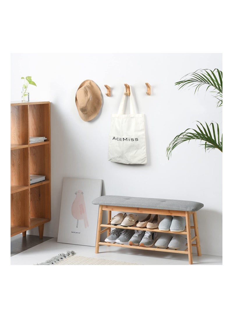 SYOSI 4PCS Minimalist Wood Wall Hooks,  Modern Wooden Wall Mounted Hooks Natural Wooden Coat Hook Rack Mounted Wooden Pegs Wall Coat Hook Simplistic Wall Mounted Hooks for Hanging Hat, Towel, Robe, Bag  - Image 4