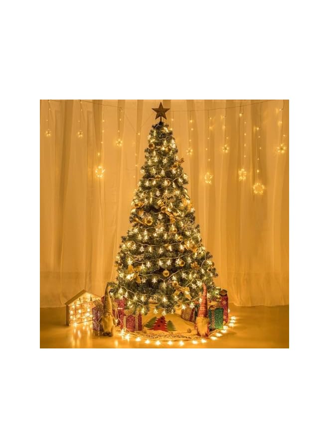 The Bros أضواء عيد الميلاد، 15م 150 ضوء على شكل ثلج، أضواء عيد الميلاد البيضاء الدافئة للزينة الداخلية والخارجية تعمل بالبطارية - Image 4