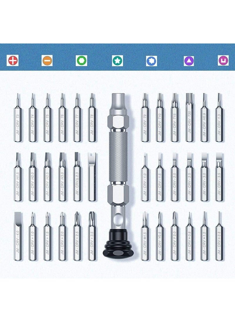 AHOBHAV - AHOBHAV Small Precision Magnetic Screwdriver Set for Electronics PS4 Computer Laptop Repair Tool Kit Silver Black Compact Durable Versatile Screwdriver Set for DIY Repairs - Image 1