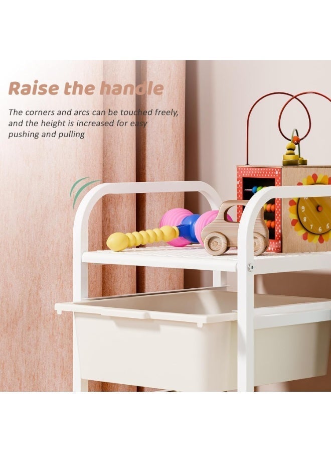 WALALLA 2-in-1 Kids Toy Storage Organizer and Stuffed Animal Storage Rack, Large-Capacity Toy Chest Organizer with Adjustable Elastic Cords, Removable Storage Box and Bookshelf for Playroom, Nursery and Bedroom, White - Image 4