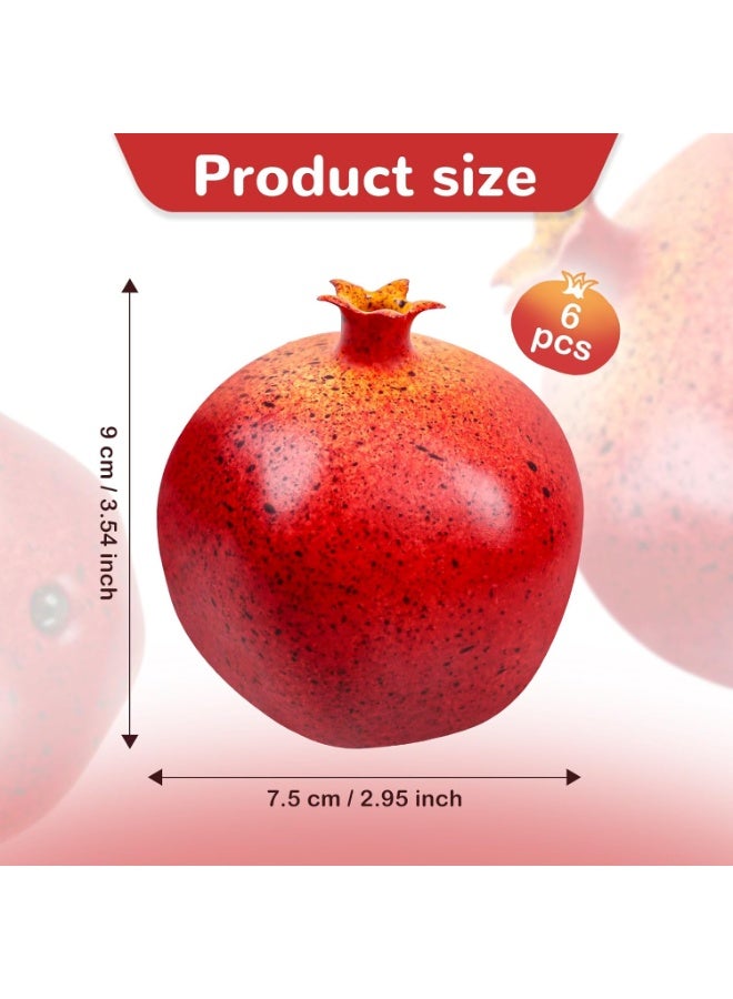 LATIFA 6pcs Artificial Pomegranate Fruit Decoration Fake Pomegranates Vivid Faux Fruits Decor Realistic Plastic Lifelike Home Kitchen Ornament Wreath Birthday Party Model - Image 3