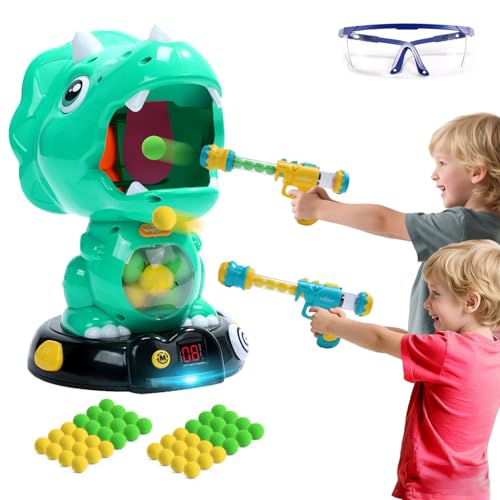 EagleStone Moveable Dinosaur Shooting Toys for Kids Triceratops Dino Shooting Games with 2 Gun 48 Balls LCD Score Record for Boys and Girls Party Favor for Indoor and Outdoor - Image 1