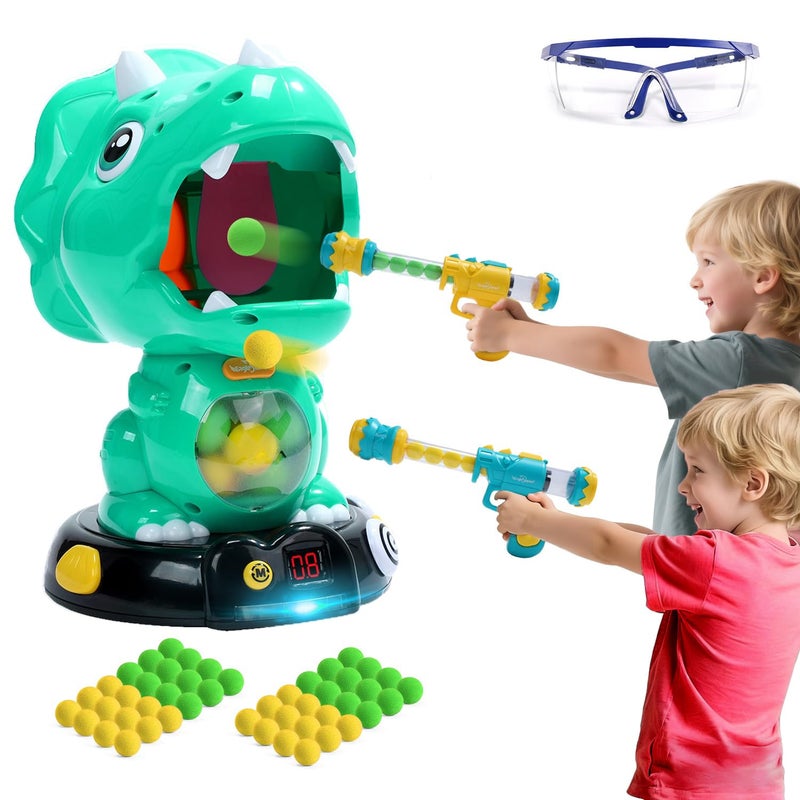 EagleStone Moveable Dinosaur Shooting Toys for Kids Triceratops Dino Shooting Games with 2 Gun 48 Balls LCD Score Record for Boys and Girls Party Favor for Indoor and Outdoor - Image 4