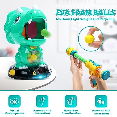EagleStone Moveable Dinosaur Shooting Toys for Kids Triceratops Dino Shooting Games with 2 Gun 48 Balls LCD Score Record for Boys and Girls Party Favor for Indoor and Outdoor - Image 5