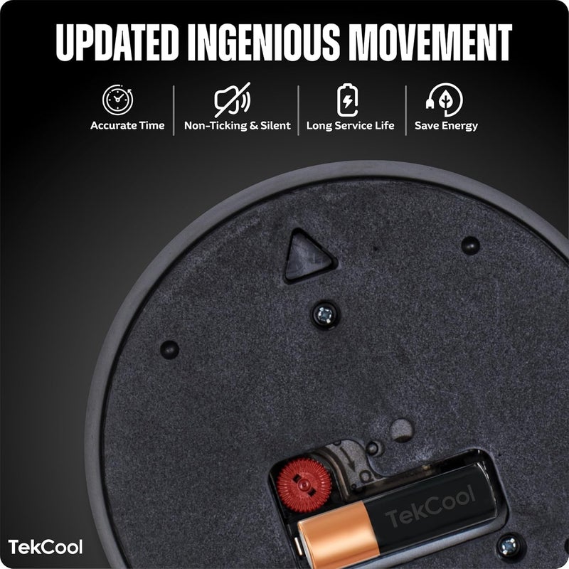 TEKCOOL ساعة حائط بلاستيكية تناظرية 12" ساعة كوارتز صامتة زخرفية أحدث ساعة حائط غير مزعجة ساعة كلاسيكية تعمل بالبطارية دائرية سهلة القراءة للغرفة/المنزل/المطبخ/غرفة النوم/المكتب/المدرسة.خضراء - Image 5