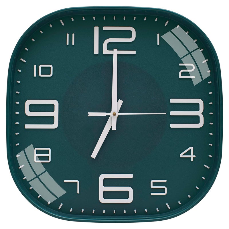 TEKCOOL ساعة حائط بلاستيكية تناظرية 12" ساعة كوارتز صامتة زخرفية أحدث ساعة حائط غير مزعجة ساعة كلاسيكية تعمل بالبطارية دائرية سهلة القراءة للغرفة/المنزل/المطبخ/غرفة النوم/المكتب/المدرسة.خضراء - Image 1