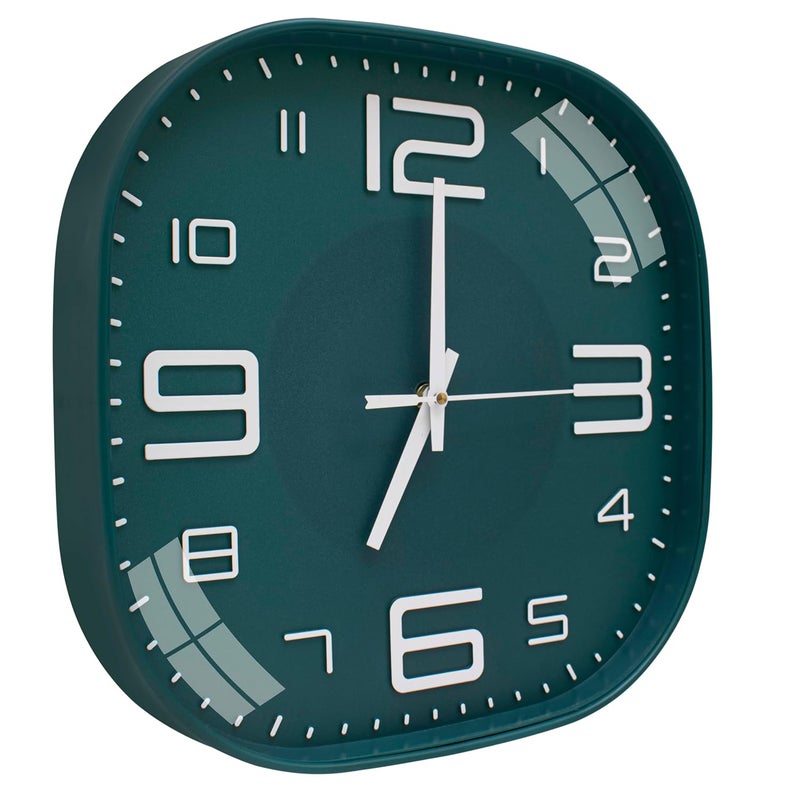 TEKCOOL ساعة حائط بلاستيكية تناظرية 12" ساعة كوارتز صامتة زخرفية أحدث ساعة حائط غير مزعجة ساعة كلاسيكية تعمل بالبطارية دائرية سهلة القراءة للغرفة/المنزل/المطبخ/غرفة النوم/المكتب/المدرسة.خضراء - Image 2