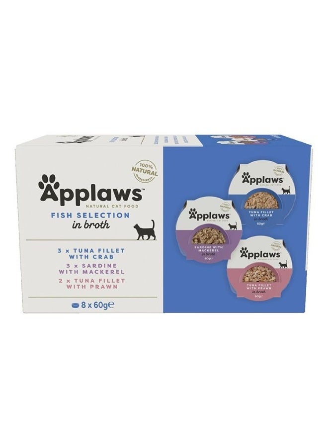Applaws Fish Selection in Broth Adult Wet Cat Food 8 x 60g Pot - Image 1