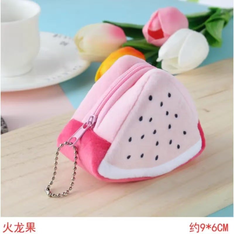 Cartoon Fruit-Shaped Plush Coin Purse Keychain - Image 4
