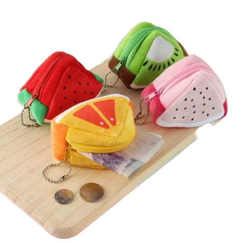 Cartoon Fruit-Shaped Plush Coin Purse Keychain - Image 5