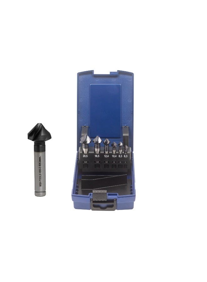 WSH-TOOLS Countersink HSS-E 90° DIN 335C Spiral Flute Uneven Pitch Set of 7 pcs AlTiN | Chatter-Free Deburring Tool Dubai UAE - Image 1