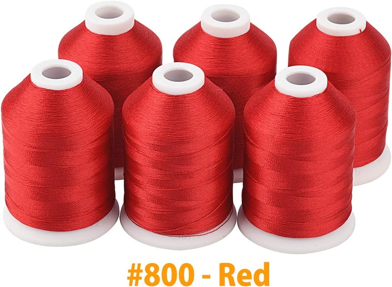 سيمثريد خيوط تطريز حمراء من نوع Simthread 6، بطول 1000 متر (1100 ياردة)، مناسبة لآلات Brother، Babylock، Janome، Pfaff، Singer، Bernina وغيرها من الآلات المنزلية (لون أحمر). - Image 2