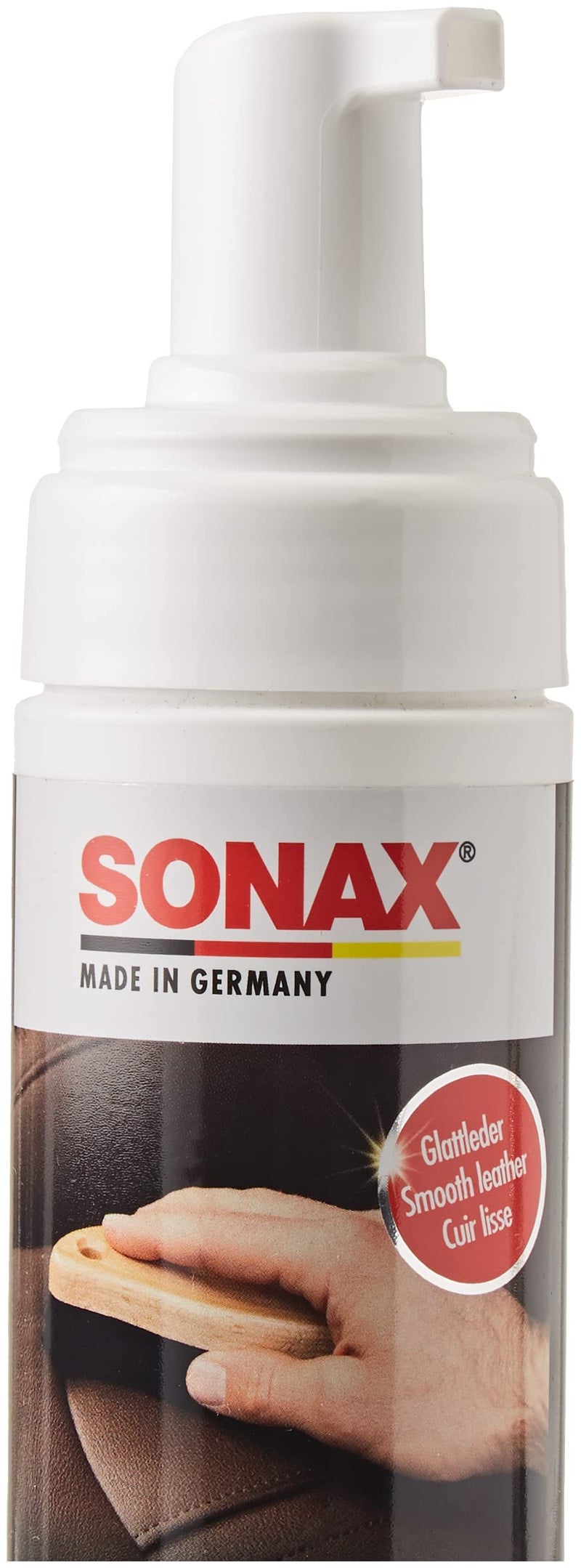 SONAX Premium Class Leather Cleaner | Powerful Foaming Formula for Deep Cleaning Smooth & Perforated Leather | Removes Stubborn Dirt, Stains & Blue Jean Transfer | Safe & Non-Drying | 281141 | 250ml - Image 2
