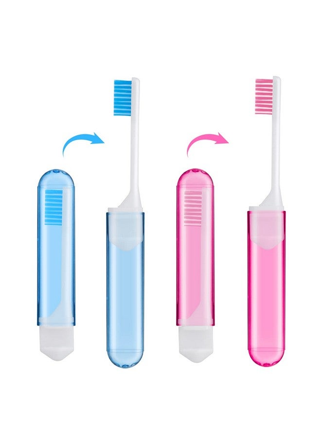 Sibba Travel Toothbrushes Cover Case Holders Kit Soft Bristles Tooth Brushes Mini Size Portable Small Folding Pack Supplies Tiny Set Compact Wrapped in Pocket Camping Traveling for Child Adult - Image 1