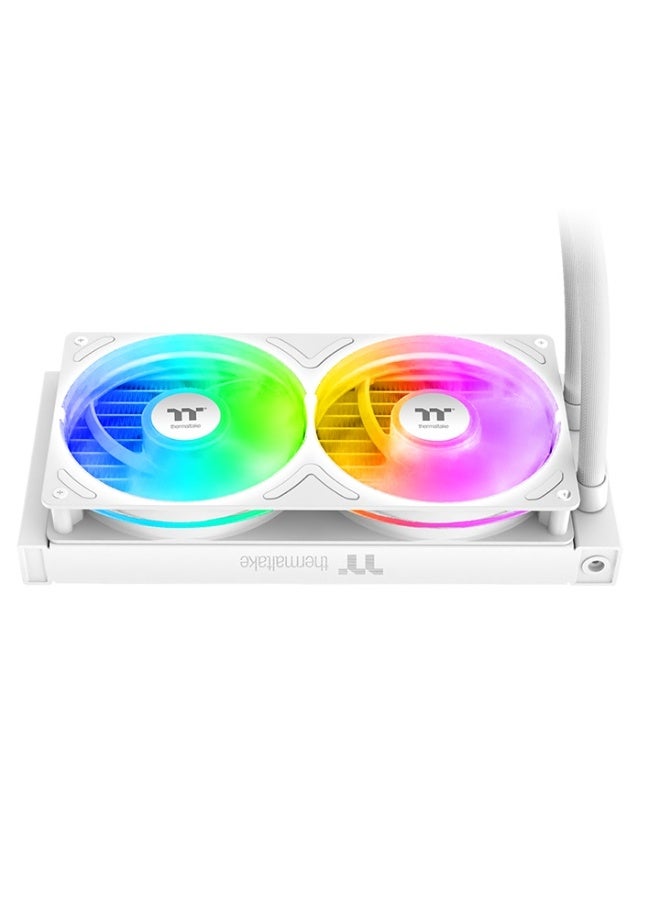 Thermaltake TH240 V3 ARGB Sync 240mm AIO Liquid CPU Cooler – Dual 120mm PWM Fans, Infinity Mirror Pump, 27mm Radiator, 355W TDP, Intel & AMD Compatible, White | CL-W467-PL12SW-A - Image 4