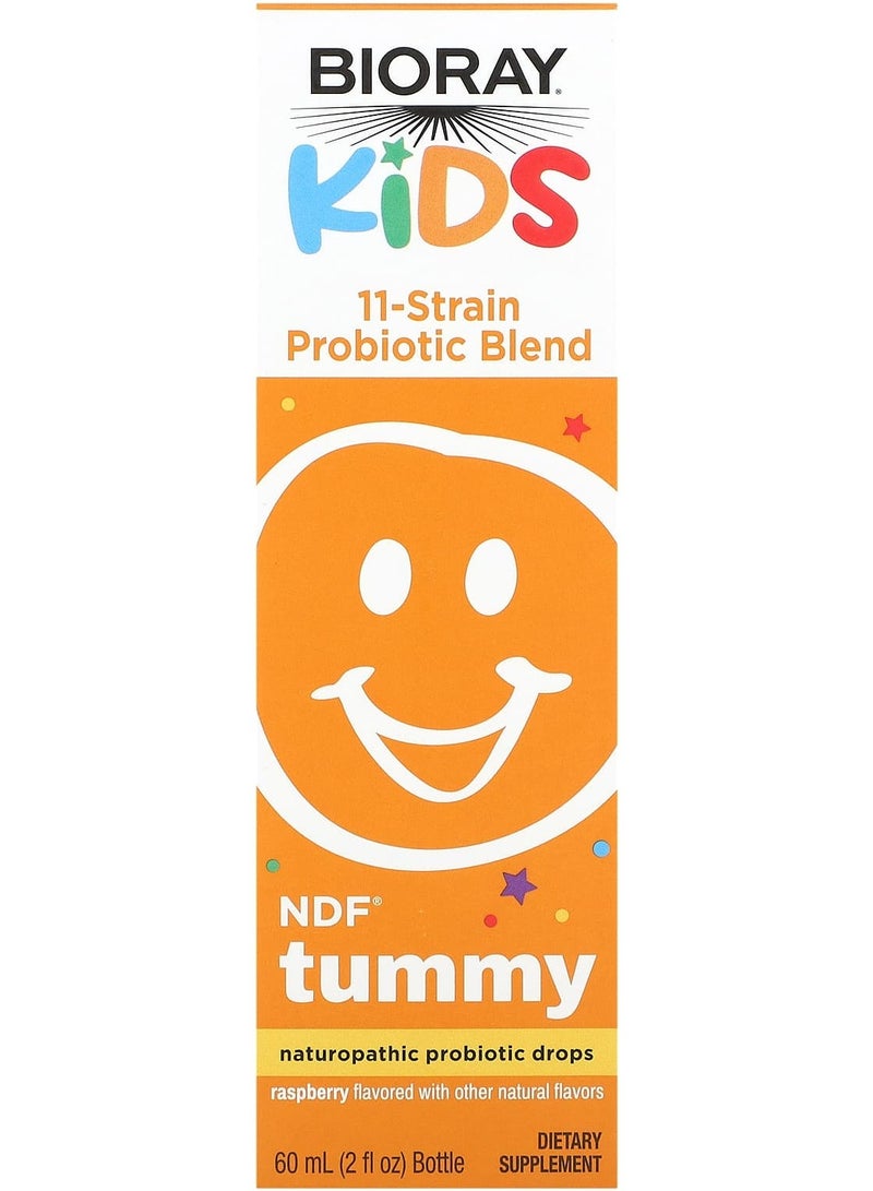 Kids, NDF Tummy, 11-Strain Probiotic Blend, Raspberry, 2 fl oz (60 ml)