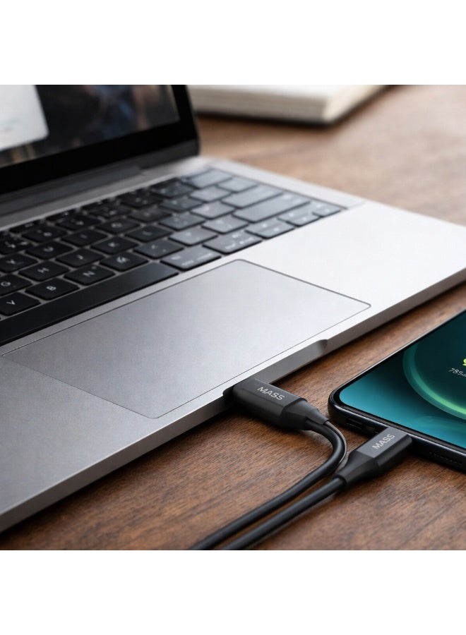 ماس شاحن MASS فائق السرعة، MA-HC10، منفذان للشحن السريع بقدرة 18 واط و20 واط، منفذ USB-C ومنفذ USB-A، كابل بطول 1000 مم، أسود، قابس أوروبي ثنائي الدبابيس - ضمان محلي لمدة عام - Image 4
