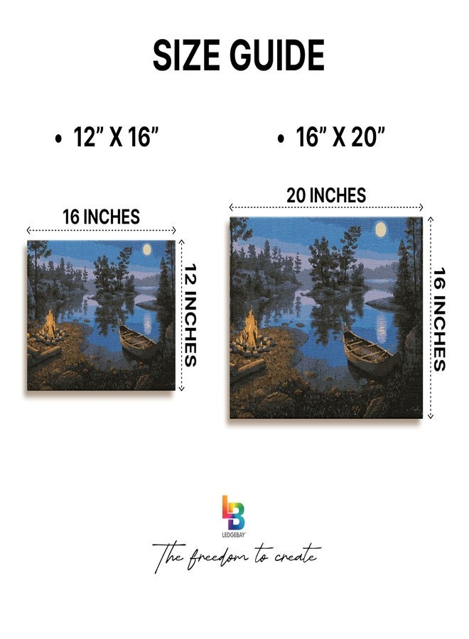 Ledgebay DIY Paint by Numbers Kit for Adults Framed Canvas: Beginner to Advanced Paint by Numbers Kit, Kits Include Acrylic Paint Set Brushes Tabletop Easel (Moonlight Bay 16" x 20" Framed) - Image 4