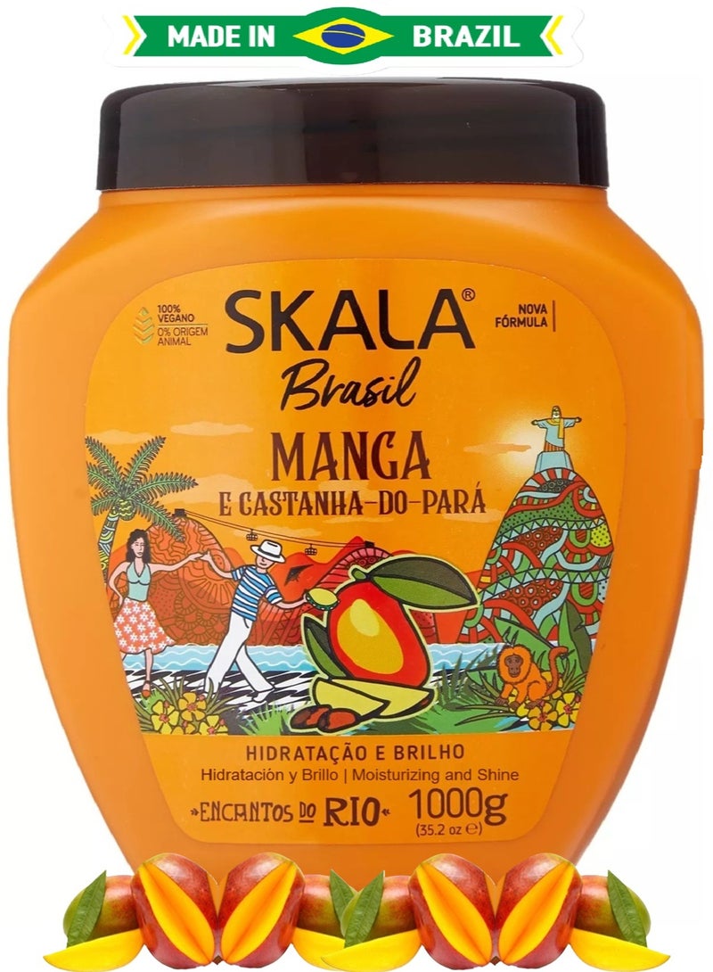 سكالا كريم معالجة الشعر (2 في 1 ) بخلاصة المانجا وزبدة الشيا والجوز البرازيلي للترطيب العميق والتغذية الفائقة مثالي للشعر الناعم والمجعد والزيتي والضعيف والتالف من سكالا اكسبرت ١٠٠٠ جرام - Image 1