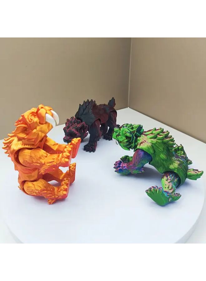 Blue Golden Gradient 3D Printed Saber Toothed Tiger Desktop Decor No Power Required - Image 1